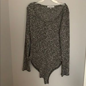 Grey ribbed bodysuit